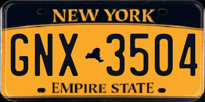 NY license plate GNX3504