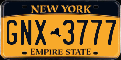 NY license plate GNX3777