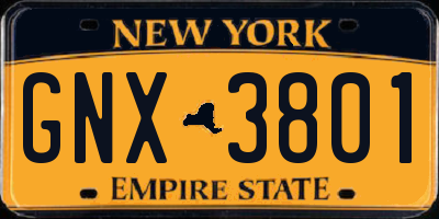 NY license plate GNX3801