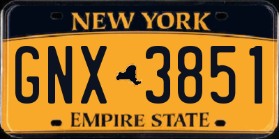 NY license plate GNX3851