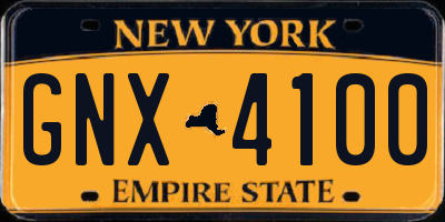 NY license plate GNX4100