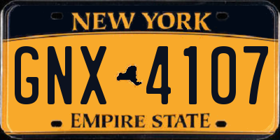 NY license plate GNX4107
