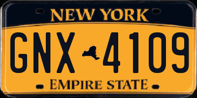 NY license plate GNX4109
