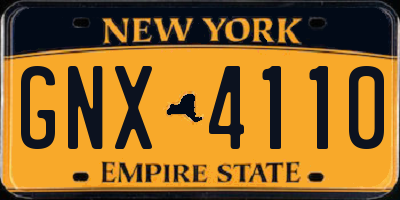 NY license plate GNX4110