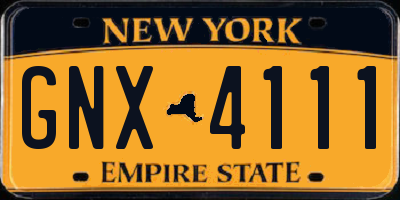 NY license plate GNX4111