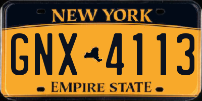 NY license plate GNX4113