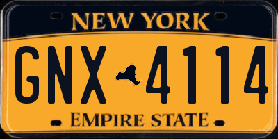 NY license plate GNX4114