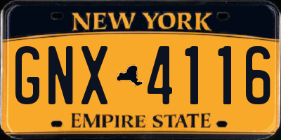NY license plate GNX4116
