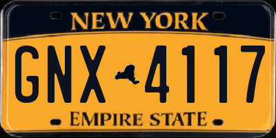 NY license plate GNX4117