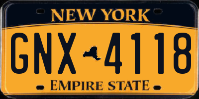 NY license plate GNX4118