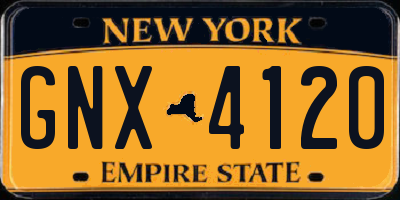 NY license plate GNX4120