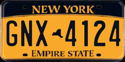 NY license plate GNX4124