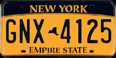 NY license plate GNX4125