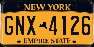 NY license plate GNX4126