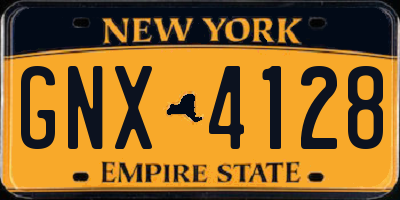 NY license plate GNX4128