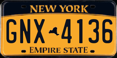 NY license plate GNX4136