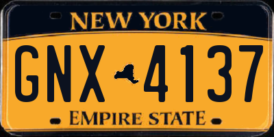 NY license plate GNX4137
