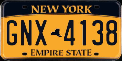 NY license plate GNX4138