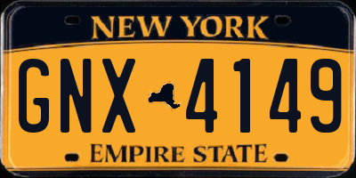 NY license plate GNX4149