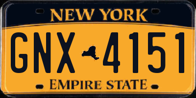 NY license plate GNX4151