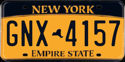 NY license plate GNX4157