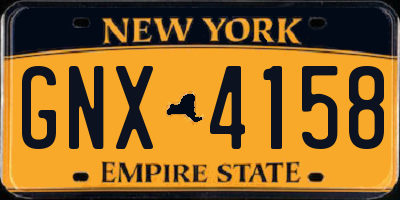 NY license plate GNX4158