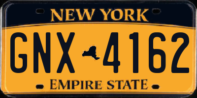 NY license plate GNX4162