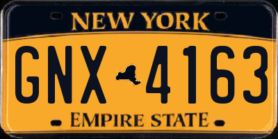 NY license plate GNX4163