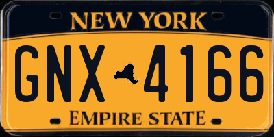 NY license plate GNX4166
