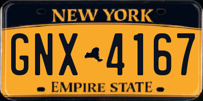 NY license plate GNX4167