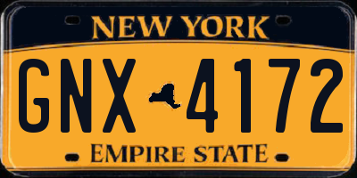 NY license plate GNX4172