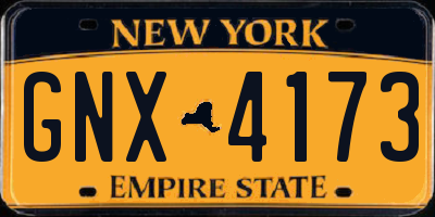 NY license plate GNX4173