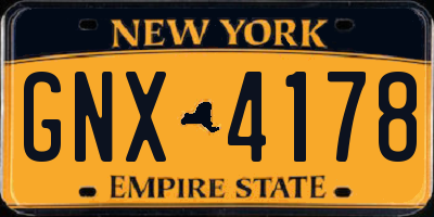 NY license plate GNX4178