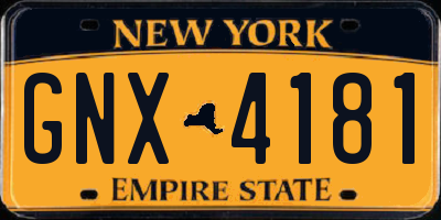 NY license plate GNX4181