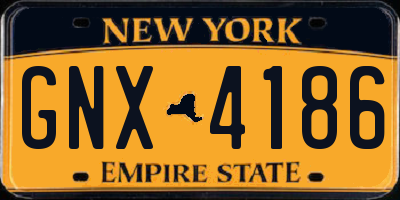 NY license plate GNX4186