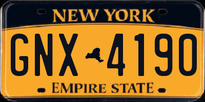 NY license plate GNX4190