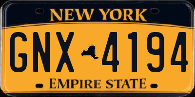 NY license plate GNX4194