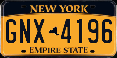 NY license plate GNX4196