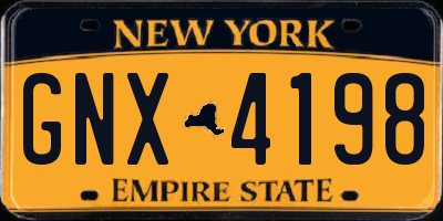 NY license plate GNX4198