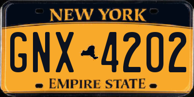 NY license plate GNX4202