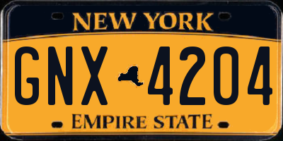 NY license plate GNX4204