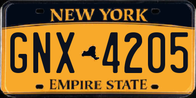 NY license plate GNX4205