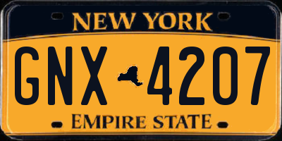 NY license plate GNX4207