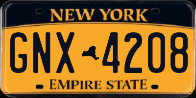 NY license plate GNX4208