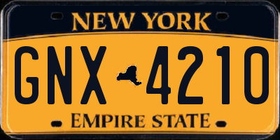 NY license plate GNX4210