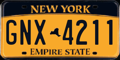 NY license plate GNX4211