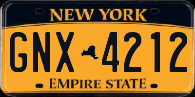 NY license plate GNX4212