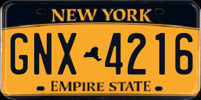 NY license plate GNX4216