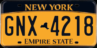 NY license plate GNX4218