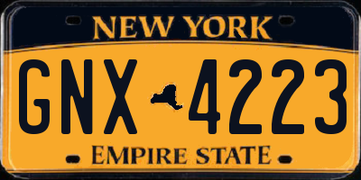 NY license plate GNX4223
